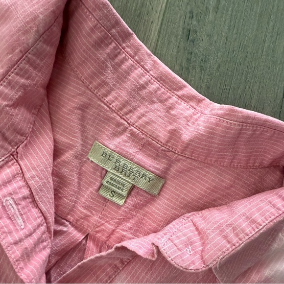 Burberry Brit Cowgirl Pink Pinstripe Distressed Bleach Upcycled Top - Picture 5 of 6